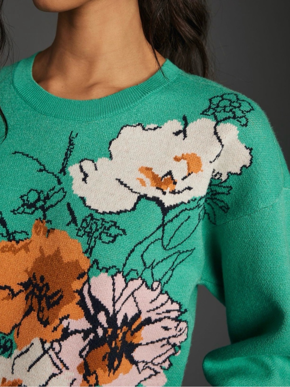 Anthropologie Maeve x Sonal Nathwani Camryn Cropped Floral Sweater Small - Picture 4 of 12